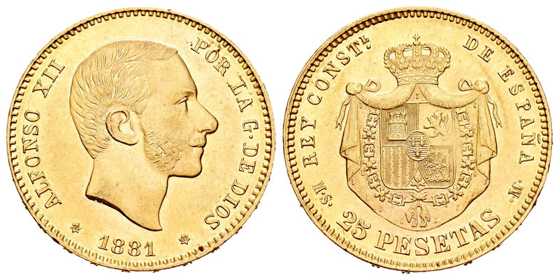 Alfonso XII (1874-1885). 25 pesetas. 1881*18-81. Madrid. MSM. (Cal-14). Au. 8,07...