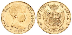 Alfonso XIII (1886-1931). 20 pesetas. 1889*18-89. Madrid. MPM. (Cal-4). Au. 6,45 g. EBC-. Est...220,00.