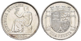 II República (1931-1939). 1 peseta. 1933*3-4. Madrid. (Cal-1). Ag. 5,01 g. EBC+. Est...20,00.