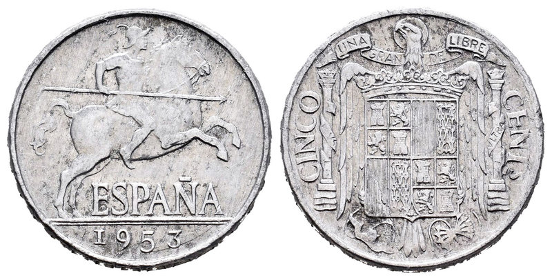 Estado Español (1936-1975). 5 céntimos. 1953. Madrid. (Cal-136). Al. 1,09 g. MBC...