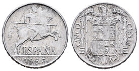 Estado Español (1936-1975). 5 céntimos. 1953. Madrid. (Cal-136). Al. 1,09 g. MBC+. Est...25,00.