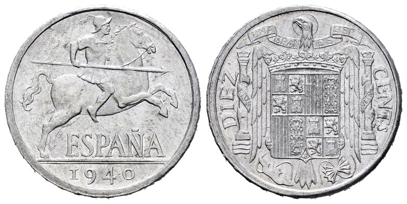 Estado Español (1936-1975). 10 céntimos. 1940. Madrid. (Cal-127). Al. 1,84 g. PL...