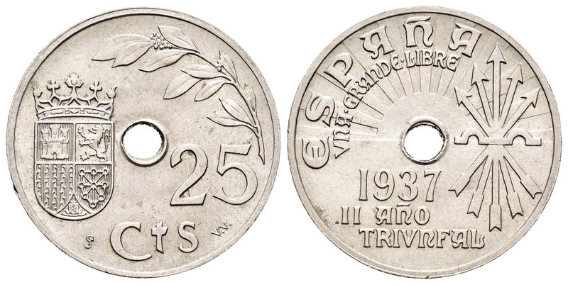 Estado Español (1936-1975). 25 céntimos. 1937. Viena. SVV. (Cal-123). Cu-Ni. 7,0...