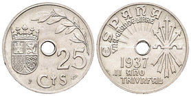 Estado Español (1936-1975). 25 céntimos. 1937. Viena. SVV. (Cal-123). Cu-Ni. 7,04 g. SC-. Est...10,00.