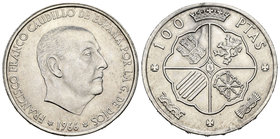 Estado Español (1936-1975). 100 pesetas. 1966*19-66. (Cal-11). Ag. 18,99 g. EBC+. Est...10,00.