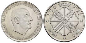 Estado Español (1936-1975). 100 pesetas. 1966*19-97. Madrid. (Cal-12). Ag. 18,65 g. SC-. Est...10,00.