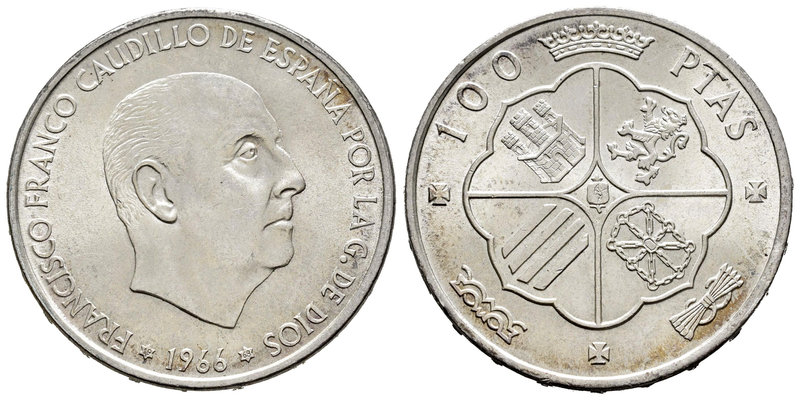 Estado Español (1936-1975). 100 pesetas. 1966*19-68. Madrid. (Cal-13). Ag. 18,90...