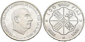 Estado Español (1936-1975). 100 pesetas. 1786. Madrid. (Cal-15). Ag. 19,26 g. Palo recto. Escasa. SC-/SC. Est...200,00.