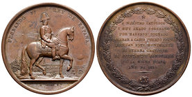 Fernando VII (1808-1833). Medalla. 1829. Cádiz Puerto Franco. (Vq-14261). Ae. 27,93 g. El Rey a caballo con la ciudad al fondo, iluminada por un sol r...