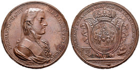 Fernando VII (1808-1833). Medalla de proclamación. 1808. Zacatecas. (Grove-F199a). (Vives-270). Ae. 40,06 g. Ensayador: F. Gordillo. 42 mm. Grieta y g...