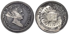 Isabel II (1833-1868). Medalla de proclamación de la Constitución. 1838. Barcelona. Ag. 7,18 g. Pátina irregular. EBC-/EBC. Est...18,00.