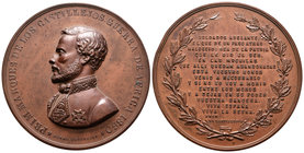 Isabel II (1833-1868). Medalla. 1860. Barcelona. Ae. 57,21 g. Guerra de África. Grabador Pauner. 55 mm. Golpecito en el canto. Rara en bronce. EBC+. E...