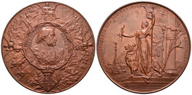 Alfonso XIII (1886-1931). Medalla. 1892. Barcelona. (Avm-557). Ae. 15485,00 g. Barcelona a Colón, IV Centenario del Descubrimiento de América. Grabado...