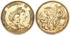 Alfonso XIII (1886-1931). Medalla. 1895. Manila. (Vives-572 variante). 38,75 g. EXPOSICIÓN REGIONAL DE FILIPINAS. 41 mm. Plata dorada. EBC-. Est...120...