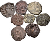 Lote de 8 monedas de los Austrias de 8 maravedís recortadas de 1661. Algunas falsas de época. A EXAMINAR. BC/BC+. Est...70,00.