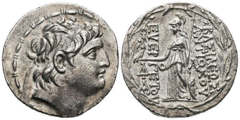 ANTIOCHOS VII. Tetradracma. 138-129 a.C. Reino Seleucida. A/ Cabeza de Antiochos...