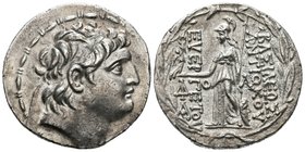ANTIOCHOS VII. Tetradracma. 138-129 a.C. Reino Seleucida. A/ Cabeza de Antiochos diademado a derecha. R/ Athena de pie a izquierda sosteniendo Nike y ...