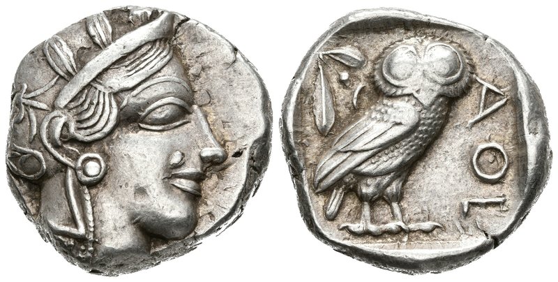 ATTICA. Athenas. Tetradracma. 454-404 a.C. A/ Cabeza de Athena a derecha con col...