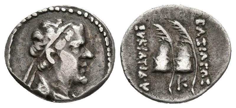 BAKTRIA. Eukratides I Megas. Obolo. 170-145 a.C. Indo-Grecia. A/ Busto diademado...