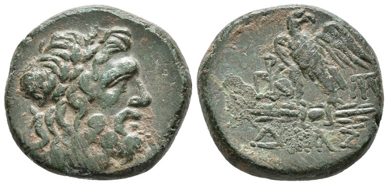 BITHYNIA. Ae21. 85-65 a.C. A/ Cabeza laureada de Zeus a derecha. R/ Aguila estan...