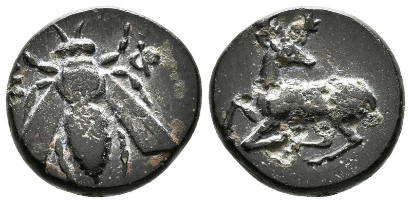 IONIA, Ephesos. Ae10. 390-300 a.C. Ceca incierta. A/ Abeja. R/ Ciervo saltando a...