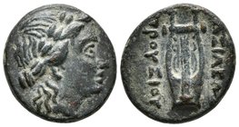 REINO DE BITHYNIA. Prusias I Chloros. Ae19. 230-182 a.C. A/ Cabeza laureada de Apollo a derecha. R/ Lira, a ambos lados leyenda. Rec Gen 18; SNG von A...