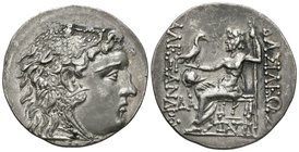 REINO DE MACEDONIA. Alejandro III Magno. Tetradracma. 175-125 a.C. Mesembria. A/ Cabeza de Herakles con piel de león a derecha. R/ Zeus sedente a izqu...