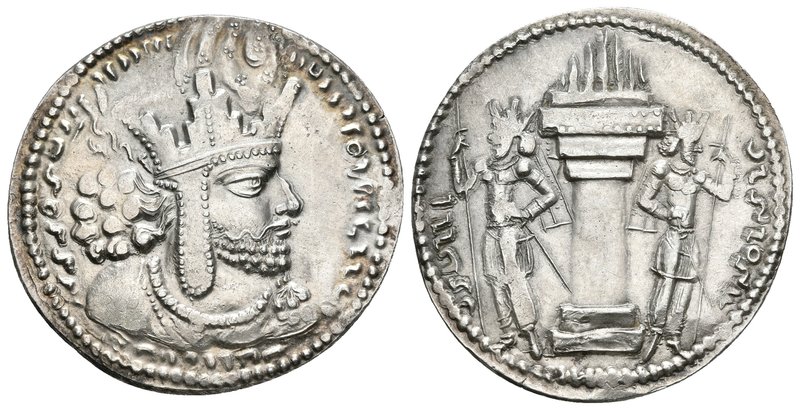 IMPERIO SASANIDA. Shapur I. Dracma. 240-727 d.C. Ceca: Ctesiphon. A/ Busto de sh...