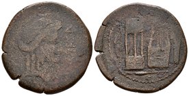 SALPESA. As. 50 a.C. Utrera (Sevilla). A/ Cabeza de Apolo a derecha, delante SALPESA. R/ Trípode y lira entre arco y aljaba. FAB-2109. Ae. 10,42g. Acu...