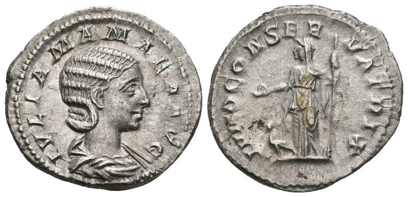 JULIA MAMAEA. Denario. 222-235 d.C. Roma. A/ Busto drapeado a derecha. IVLIA MAM...