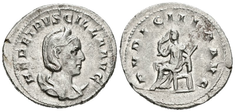 HERENNIA ETRUSCILLA. Antoniniano. 249-251 d.C. Roma. A/ Busto drapeado sobre cre...