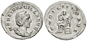 HERENNIA ETRUSCILLA. Antoniniano. 249-251 d.C. Roma. A/ Busto drapeado sobre creciente a derecha. HER ETRVSCILLA AVG. R/ Pudicitia sedente a izquierda...
