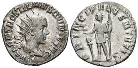 HOSTILIANO. Antoniniano. 250-251 d.C. Roma. A/ Busto radiado y drapeado a derecha. C VALENS HOSTIL MES QVINTVS N C. R/ Hostiliano con atuendo militar ...