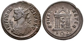 PROBO. Antoniniano. 276-282 d.C. Roma. A/ Busto radiado a izquierda, visitiendo manto imperial y portando cetro rematado en águila. IMP PROBVS P F AVG...