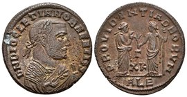 DIOCLECIANO. Follis. 308-310 d.C. Alejandría. A/ Busto laureado y cubierto con manto imperial a derecha, este portando rama de olivo y mappa. D N DIOC...
