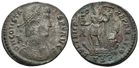 CONSTANS. Centenional. 348-350 d.C. Thessalónica. A/ Busto con diadema de perlas y drapeado con coraza a derecha, detrás A. D N CONSTANS P F AVG. R/ C...