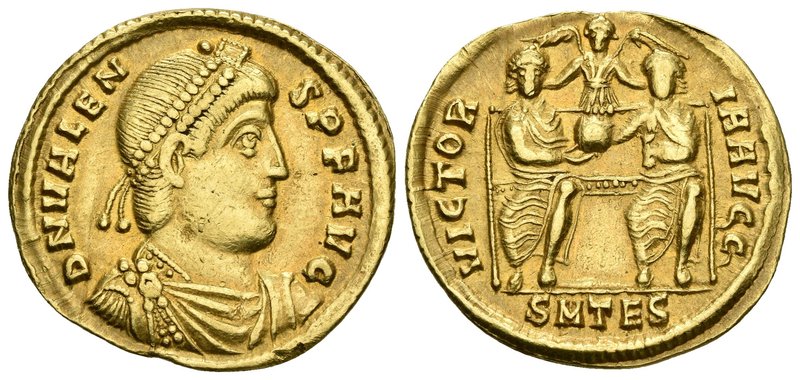 VALENS. Sólido. 364-378 d.C. Thessalonica. A/ Busto con diadema de perlas y drap...