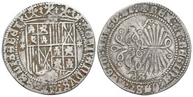 REYES CATOLICOS. 1 Real. (1474-1504). Sevilla. Haz de 7 flechas. Estrellas de 6 puntas. Cal-367var. Ar. 3,14g. MBC. Escasa.