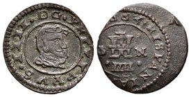 FELIPE IV. 4 Maravedís. 1661. Madrid Y. Busto rectificado sobre otro busto invertido. Cal-1374; J. S. M-260var (no cita esta variante). Ae. 1,09g. Acu...