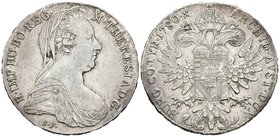 AUSTRIA. María Theresia. Taler. 1780. Habsburg X. Hafner 49b vz. Ar. 28,00g. Frotada o limpiada. MBC.