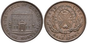 CANADA. 1/2 Penny. 1844. Bank of Montreal. Km#Tn18. Ae. 9,66g. EBC.