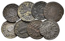 FELIPE IV. Conjunto de 8 monedas de 8 Maravedís, incluye, 8 Maravedís, 1661, Madrid, Segovia; 8 Maravedís, 1662, Madrid, Segovia; 8 Maravedís, 1663, S...