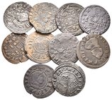 FELIPE IV. Conjunto de 10 monedas de 16 Maravedís, conteniendo, 16 Maravedís, 1661, Madrid; 16 Maravedís, 1662, Sevilla, Trujillo (2); 16 Maravedís, 1...
