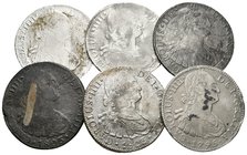 CARLOS IV. Lote compuesto por 6 monedas de 8 Reales: 1796 México FM, 1798 Lima IJ, 1799 México FM, 1800 Lima IJ, 1803 México FT y 1903 Lima IJ. Todas ...