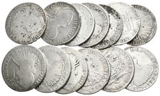 CARLOS IV. Lote compuesto por 13 monedas de 8 Reales, conteniendo: Lima 1798 JJ (2) y 1806 JP; México 1794 FM, 1795 FM, 1799 FM, 1802 FT (2), 1803 FT,...