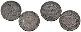 ISABEL II. Lote compuesto por 2 monedas de 1 Décima de Real de segovia de los años 1850 y 1852. Ae. MBC. A EXAMINAR.
