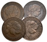 ISABEL II. Lote compuesto por 3 monedas de 5 Céntimos de Real, conteniendo: Barcelona OM 1868; Jubia OM 1868 y Sevilla 1867 (2). Ae. MBC/EBC. A EXAMIN...