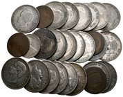 CENTENARIO DE LA PESETA. Lote compuesto por 22 monedas de 5 Pesetas, conteniendo: Amadeo I. 1871 *71 (3); Alfonso XII. 1876 *76, 1877 *77 (2) y 1885 (...