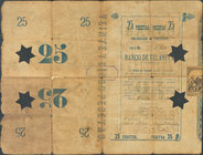 BANCO DE FELANITX (Mallorca). Obligación 25 Pesetas. 1903. Taladros en forma de estrella de 5 puntas. MBC-. Rara.