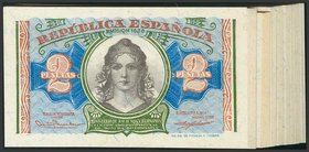 Conjunto de 40 billetes casi todos correlativos del 2 Pesetas emitido el 1 de Enero de 1938, la inmensa mayoría de la serie A (Edifil 2017: 393). SC/S...